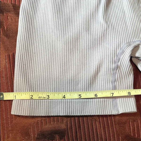 High Waist White Ribbed Women's Shorts - Image 4