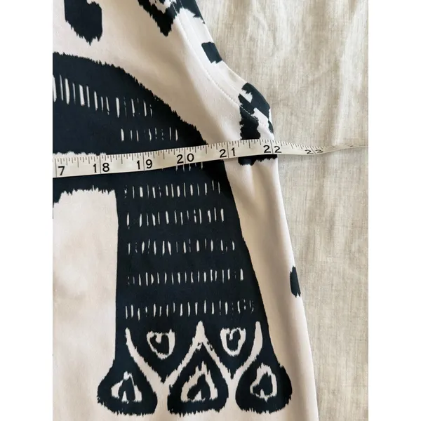 Sheridan French Callie Large Midi Dress Black White Peacock Print Resort Tribal - Image 8