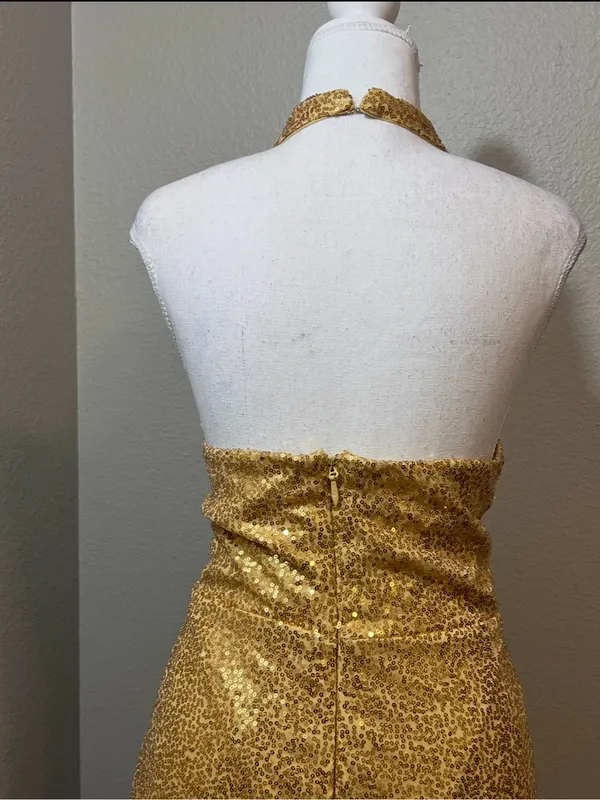 #22-13 Gold floor-length evening gown-1X/Size 16 - Image 7