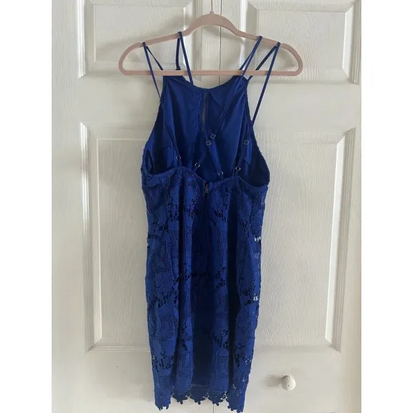 ASTR The Label Royal Blue Strappy Lace Mini Dress‎ Size M - Image 4