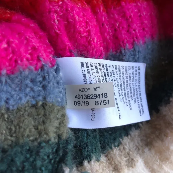 American Eagle Cropped Stripe Sweater Small Colorful Chunky Knit Crewneck Cozy - Image 11