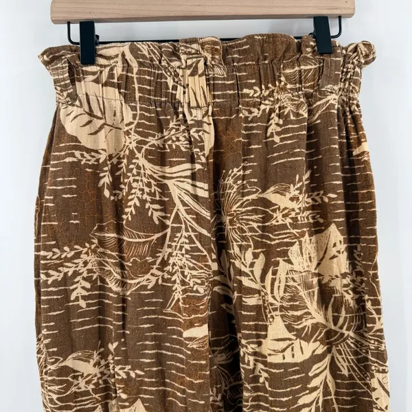 Urban Outfitters Teresa Printed Paperbag Pants Size Medium Linen Blend *No Belt* - Image 8