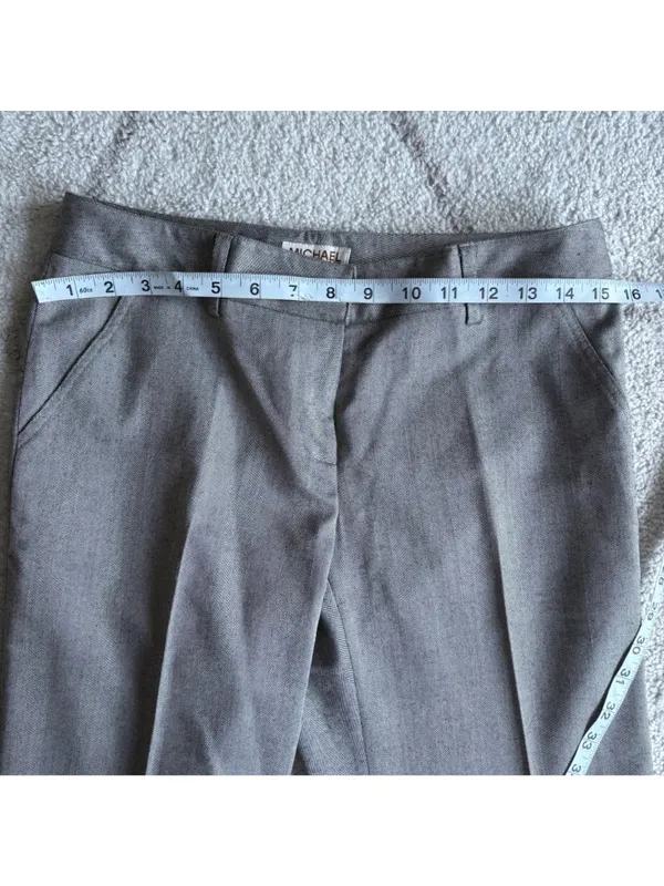 Michael Michael Kors Gray Herringbone Dress Pants Straight Leg Career Workwear - Image 7