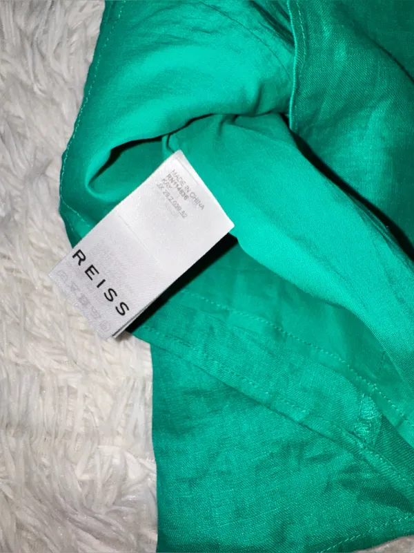 NEW Reiss Kay Green Tie Detail Linen Midi Dress Sz 6 - Image 8