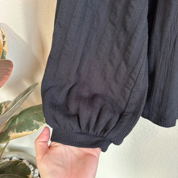 Free People Black Square Tie Neck Blouse - Image 5