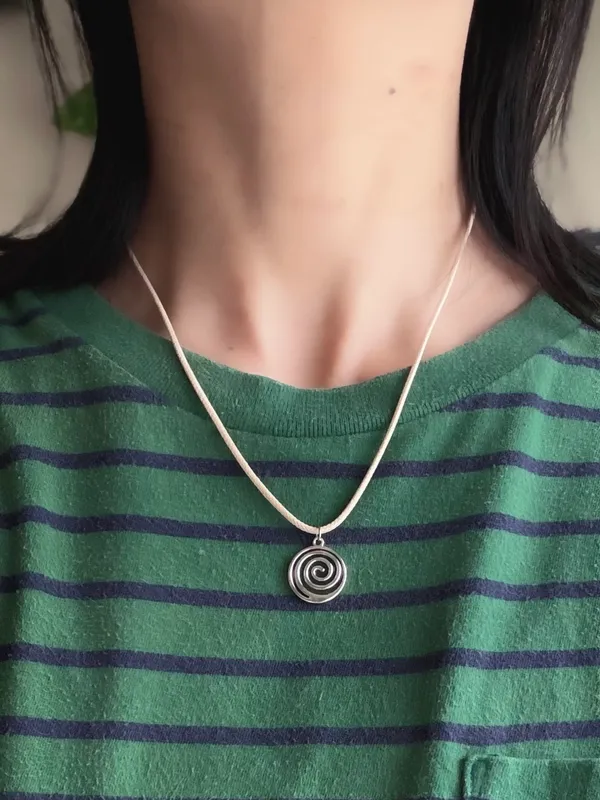 Handmade spiral swirl uzumaki funky boho grunge style necklace🌀 - Image 4