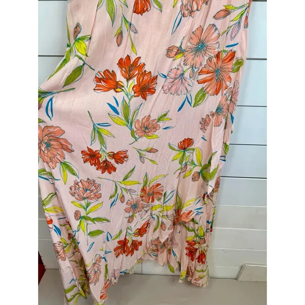 For The Republic Womens Size L Pink Floral Maxi Dress Smocked Off The Shoulder - Image 4