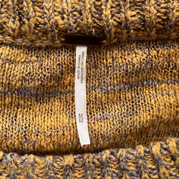 Free People Yellow Gray Wool Blend Knit Pullover Sweater, M - Image 9