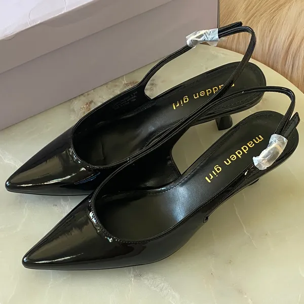 NWT Madden Girl Valerie Women's Glossy Black Slingback Heels - Image 3
