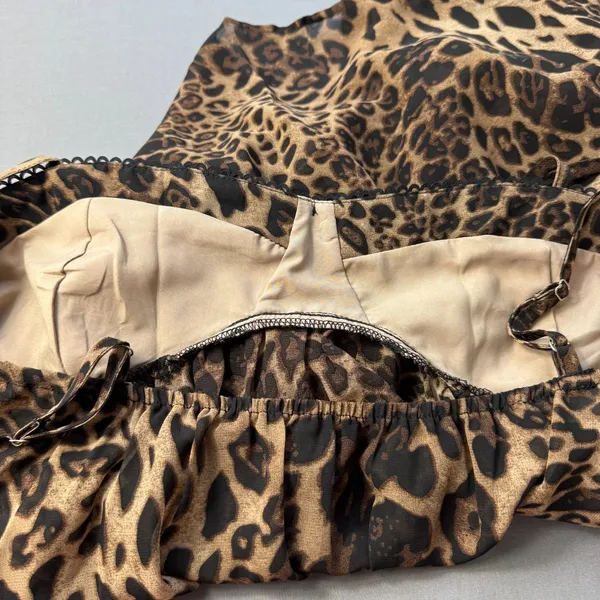 NWT Cider Chiffon Top Women's XL Leopard Babydoll Cami Festival Party Casual - Image 6
