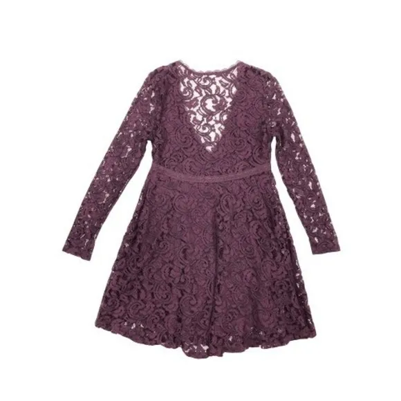 Kimchi Blue Maroon Red Lace Long‎ Sleeve Fit And Flare Empire Waist Dress Size 0 - Image 2