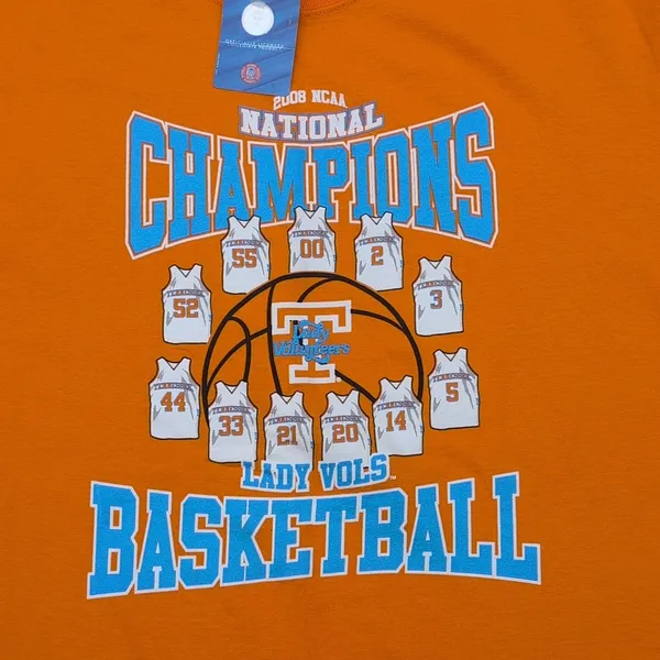 NWT NCAA 2008 Tennessee Lady Vols Basketball National Champions Tee Shirt - Image 2