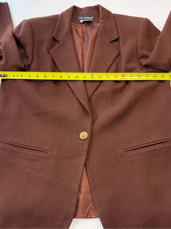 Sag Harbor 100% Wool Rich Brown Single-Breasted Blazer Size 14 - Image 4