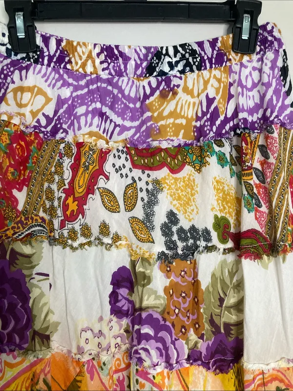 No Boundaries Patchwork Maxi Skirt - Purple, Orange, White - Image 3