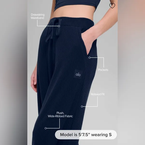 ALO Yoga NWT Muse Wide Leg Pants Navy Blue Size M - Image 3