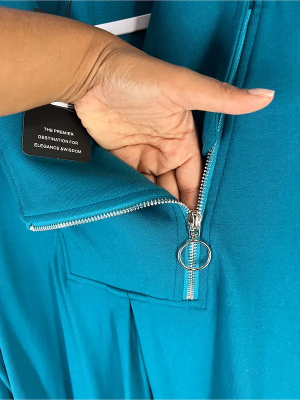 Valolia Teal Zipper Lapel Swing Tunic Top Size M NWT - Image 6