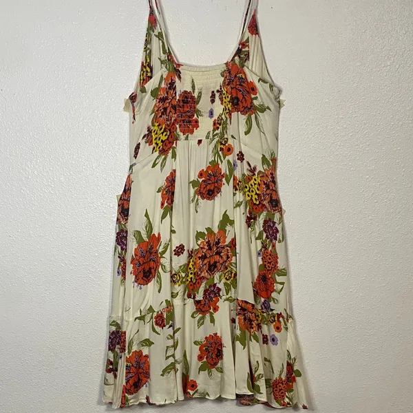 Free People Cream Floral Mini Dress Size M - Image 8