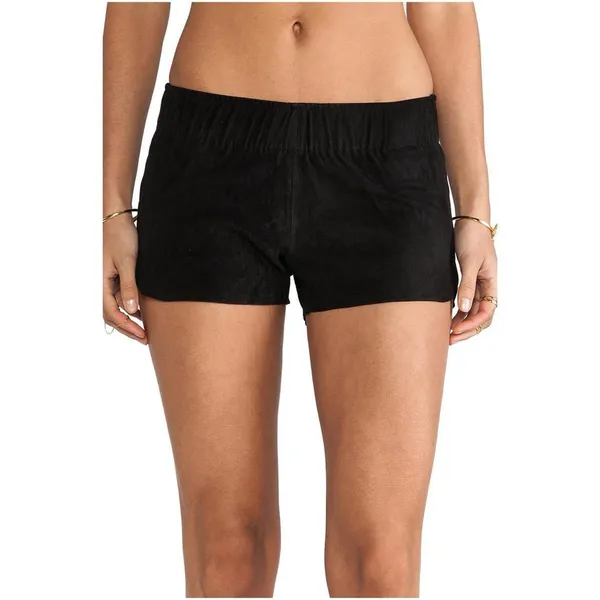 Hudson Siouxsie Dolphin Suede Leather Stretch Shorts Black S Small Lamb Nubuck - Image 9
