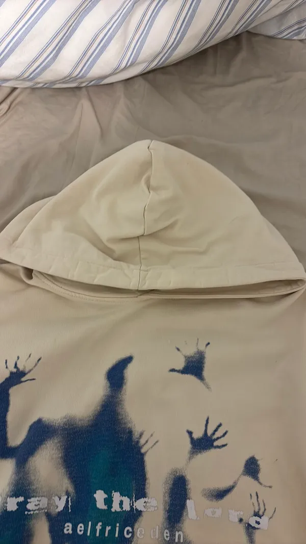 Aelfric Eden Hoodie Pray The Lord Cream Graphic - Image 3