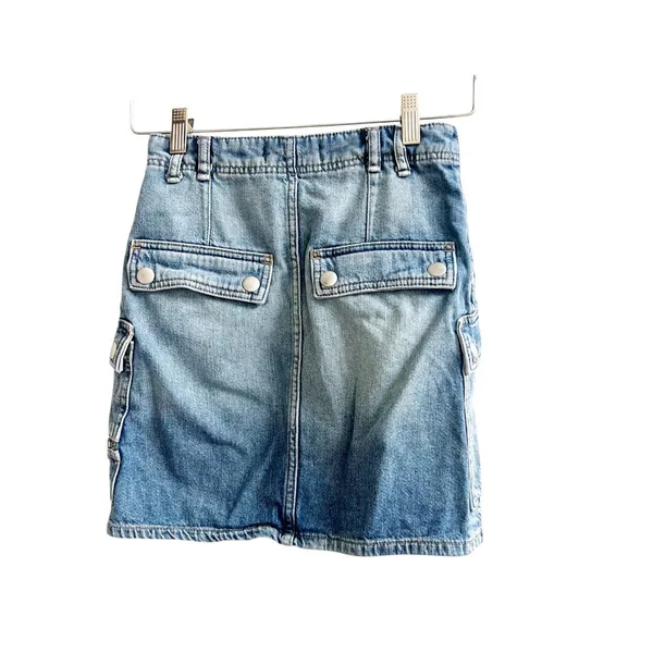 Free People We The Free Mini Skirt Women's 24 Blue Denim Light Wash Cargo Pocket - Image 2