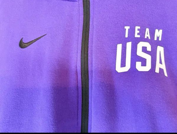 Nike Dri Fit Full Zip Hoodie Team USA Swoosh Logo Purple Small - Image 3