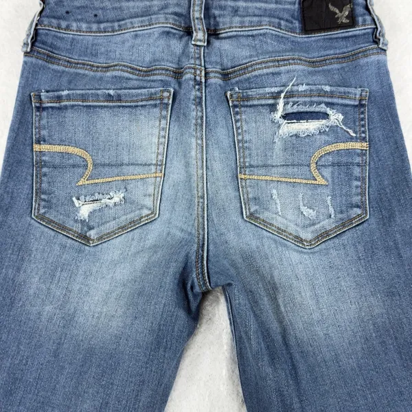 American Eagle High Rise Jeggings Super Stretch Destroyed Medium Wash Size‎ 4R - Image 6