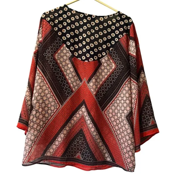 Figueroa & Flower Blouse Shirt Women Size‎ Large Boho Tunic Floral Patchwork - Image 2