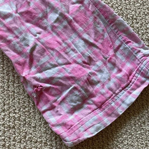 American Eagle Pink Grey Plaid Pajama Pants Women’s Size Small Stretch FLAWS - Image 5