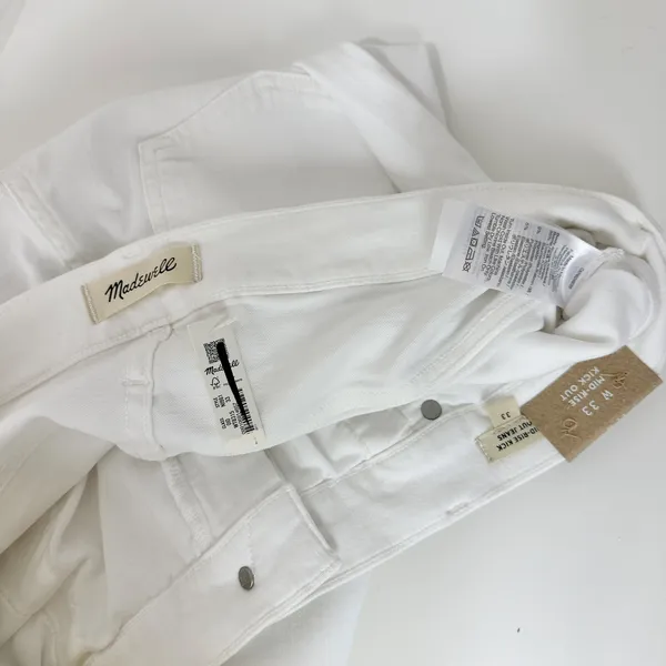Madewell Kick Out Crop Jeans Pure White Stretch Mid Rise Flare NI961 US 33 NWT - Image 8