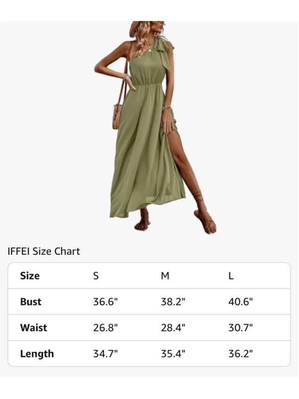 NEW Olive Green One Shoulder Maxi Dress S - Image 3