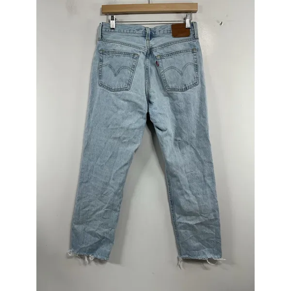 Levi's Womans 501 Light Blue Jeans 26x26 Button Fly Frayed Hem 0257/D-5 - Image 2