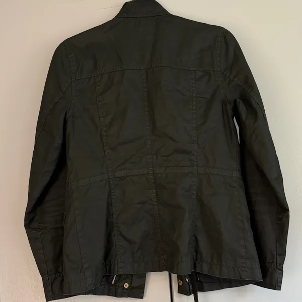 Tommy Hilfiger Women's Olive Green Utility Jacket Gold‎ Hardware Zip Size S FLAW - Image 10