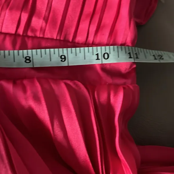Sincerely Jules satin Deep V Neck Accordion Pleated Hot Pink Satin Dress Xs - Image 9