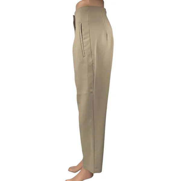 Zara Women's Beige Tan High Waisted Pleated Straight Trouser Dress Pants Size M - Image 2