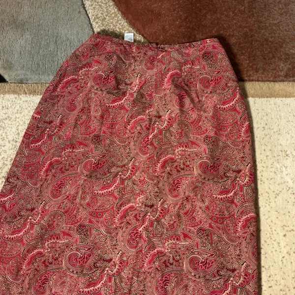 Josephine Chaus Bohemian Red‎ Paisley 100% Silk Maxi Skirt Sz 4 Vintage Style - Image 7