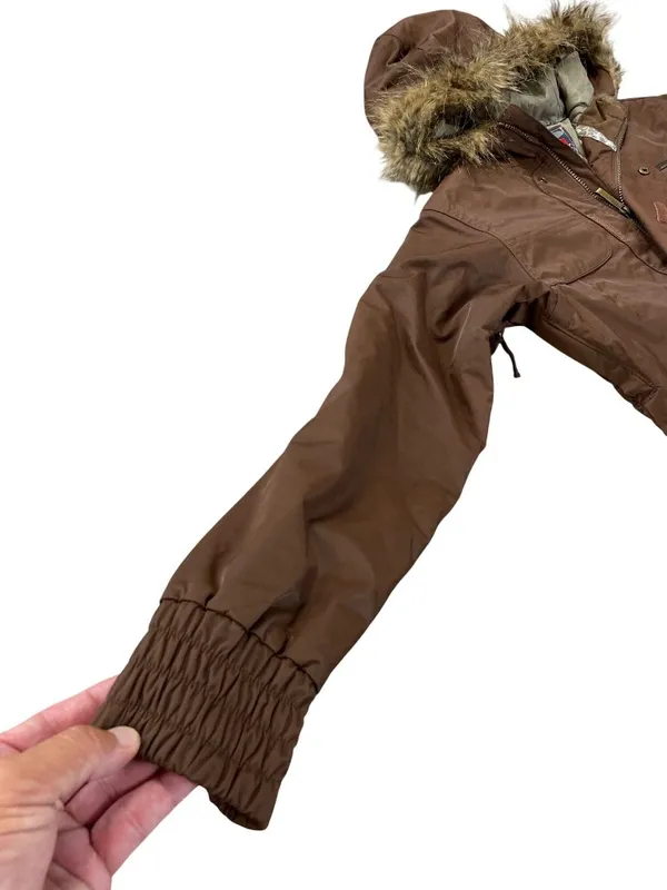 Sims Snowboarding wms brown fur hoodie winter athletic coat sz M SKU 10-744 - Image 3