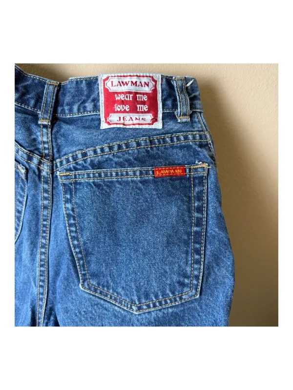 Vintage Lawman Jeans Denim Mom Shorts Womens Juniors 5 90s Western Cowgirl Jorts - Image 3