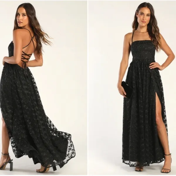 LULU's Sexy Floral Embroidered Prom Wedding Formal Event Corset Back Maxi Dress - Image 2