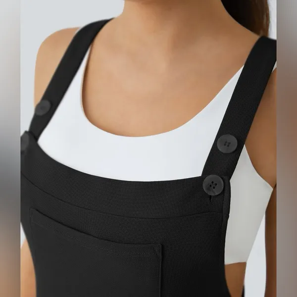 HALARA NWT Pockets Waffle Casual Jogger Overalls black sz Large - Image 5