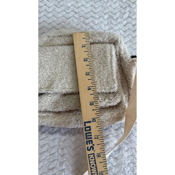 Cream Faux Shearling Crossbody Bag Sherpa Fleece Small Messenger Bag Ivory - Image 5
