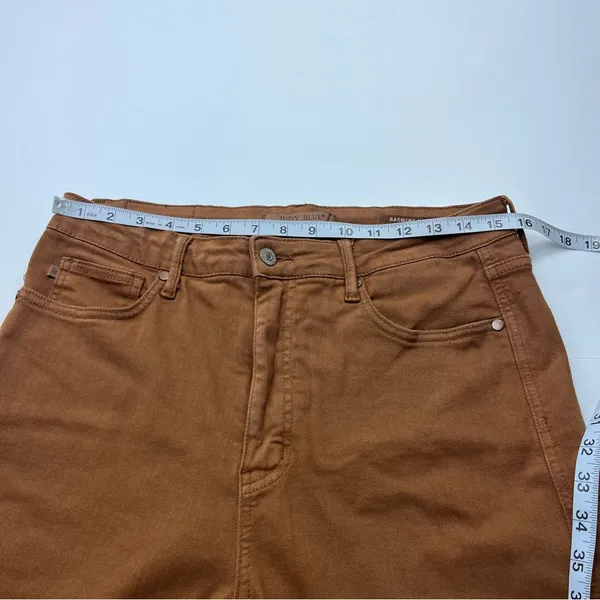 Judy Blue High Rise‎ Control Top Wide Leg Crop Jean Camel Brown Size 13 / 31 - Image 7