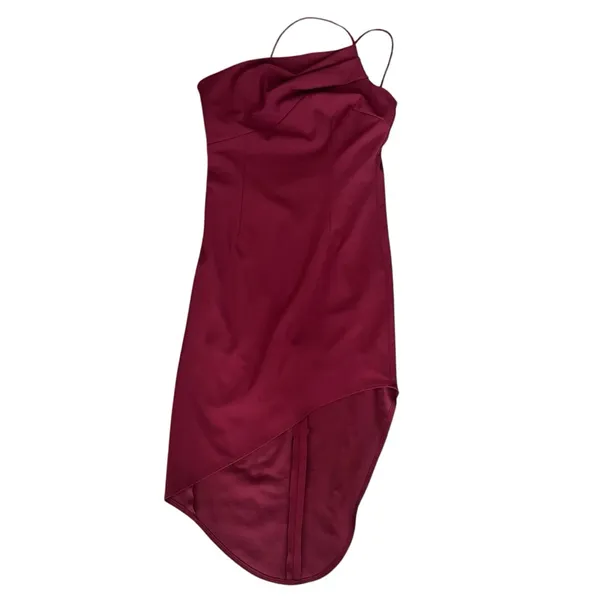 Katie May Women’s Bananas Midi Dress Merlot Burgundy Red Asymmetric Open Back - Image 10