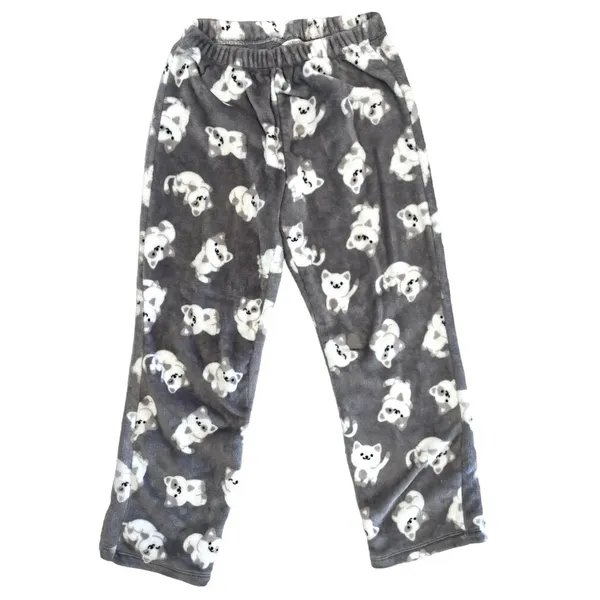 Penti Womens M Puppy Dog Print Gray Pajama Set Soft Cozy Winter - Image 5