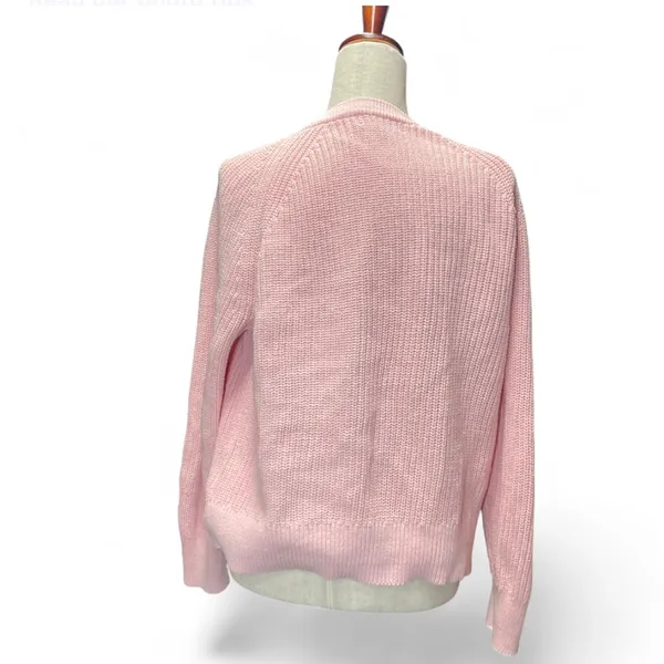 J. Crew Womens Powder Pink Cable Knit Crewneck‎ Barbiecore Sweater Large - Image 3