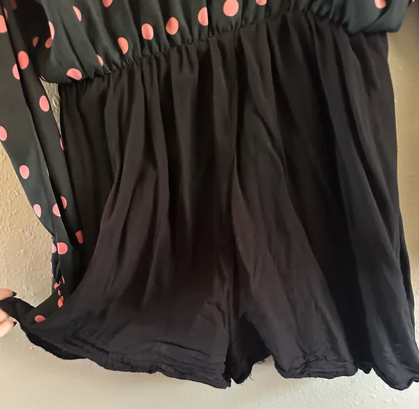 Zara Basic Pink Polka Dot Mock Neck Romper Dress - Women's Size M - Image 5