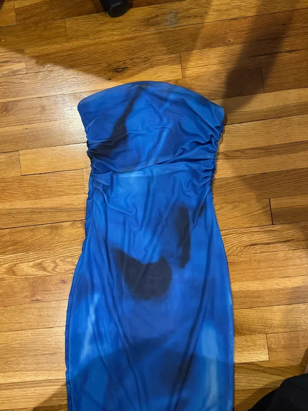 Blue Strapless Dress Size M - Image 5