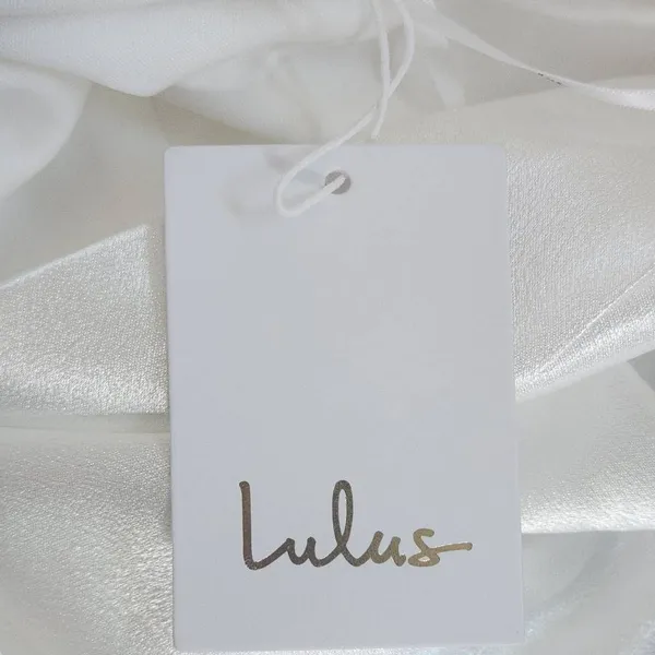 Lulus White Satin Wedding Dress with Pearl Straps NWT Size XS - Image 10