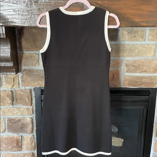 Commense Knit Pearl Buttons Mini Dress Black Size M - Image 5