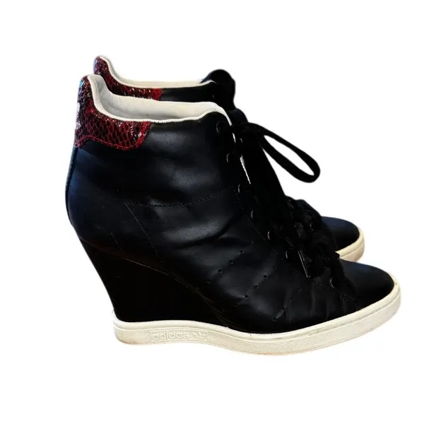 Adidas Originals Stan Smith Up Wedge Sneakers Black Red Snakeskin Leather W/US 7 - Image 2