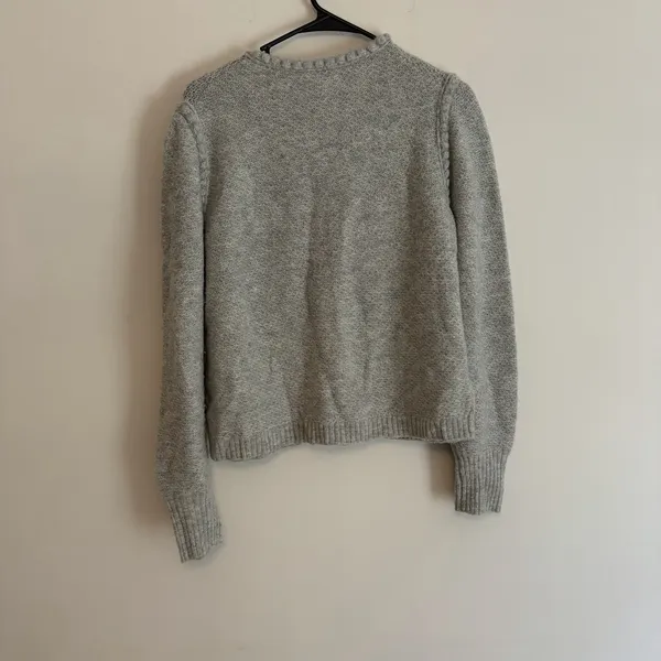 J. Crew Gray Boucle Sweater Cardigan Jewel Buttons XS Merino Wool Blend Pockets - Image 4